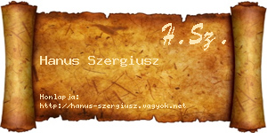 Hanus Szergiusz névjegykártya